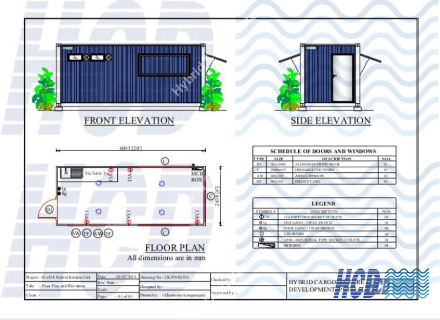 Hybrid shipping container house kitchen plan - 20ft Hybrid Kitchen ...