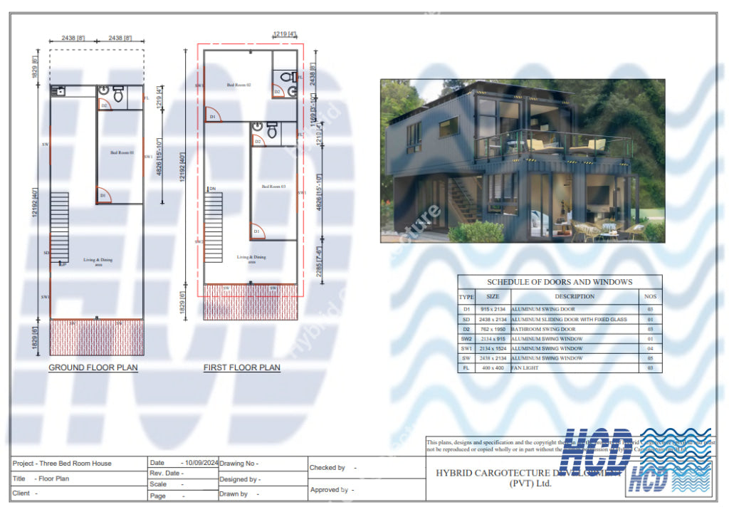 නවීන සුඛෝපභෝගී නිදන කාමර 3ක් සහිත දෙමහල් කොන්ටේනර් නිවස