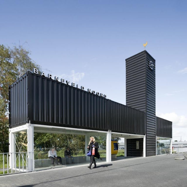 Modern building with 'Barneveld Noord' branding on a clear day.