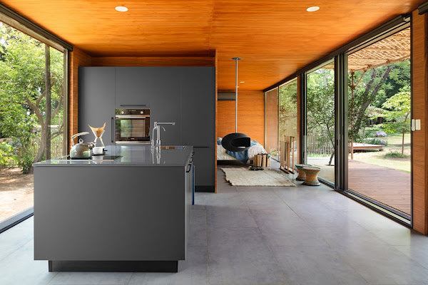Shipping Container Home with Woven Bamboo Roof and Personal Gym, Aravali Hills, India
