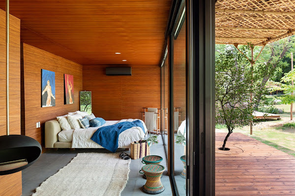 Shipping Container Home with Woven Bamboo Roof and Personal Gym, Aravali Hills, India