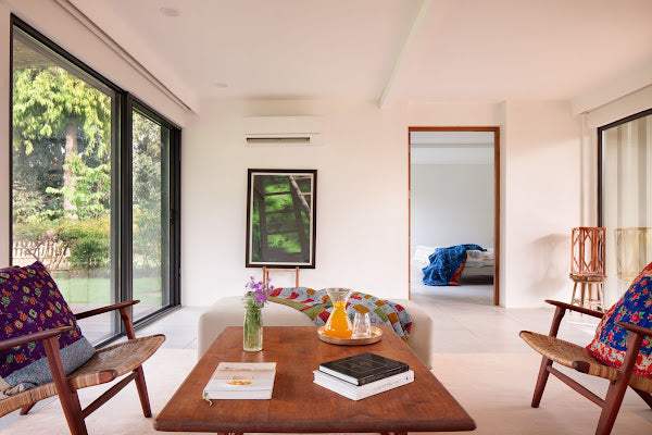 Shipping Container Home with Woven Bamboo Roof and Personal Gym, Aravali Hills, India