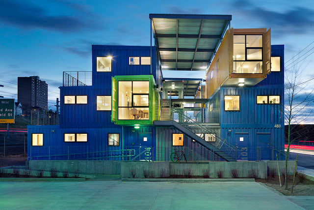 All-Electric Shipping Container Office Complex - Rhode Island, USA.