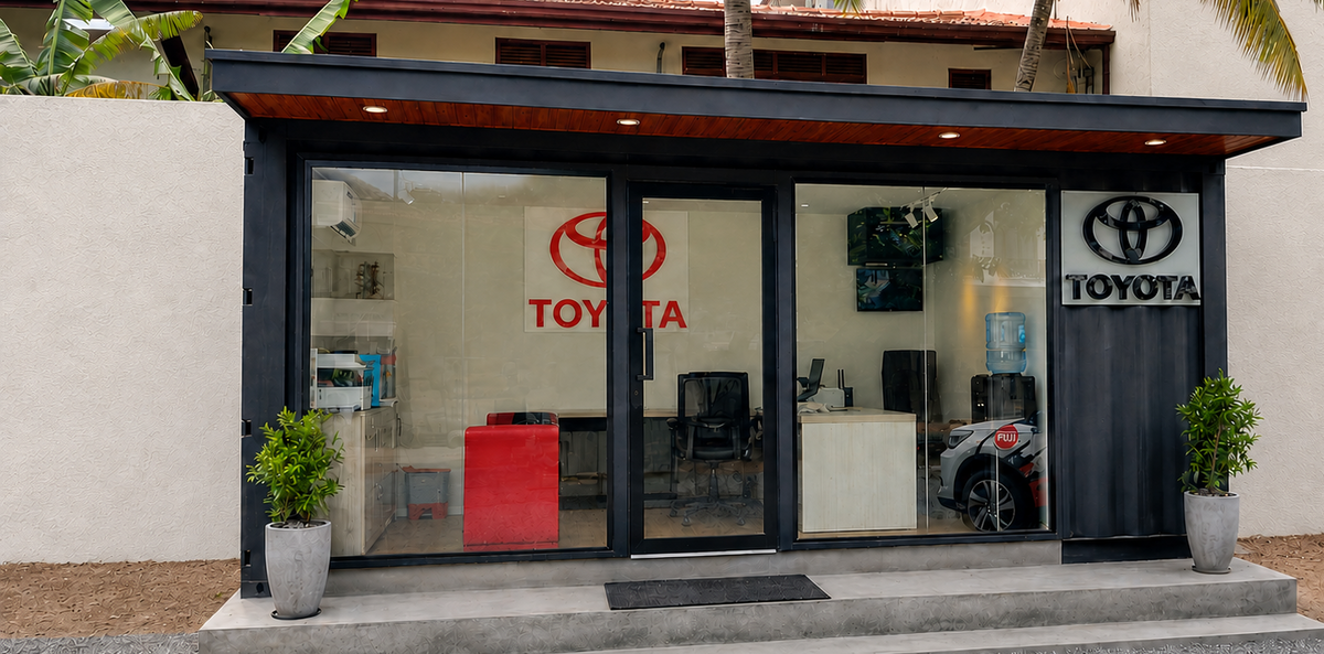 Toyota sales gallery built from a converted shipping container in Colombo 04 Sri Lanka by HCD
