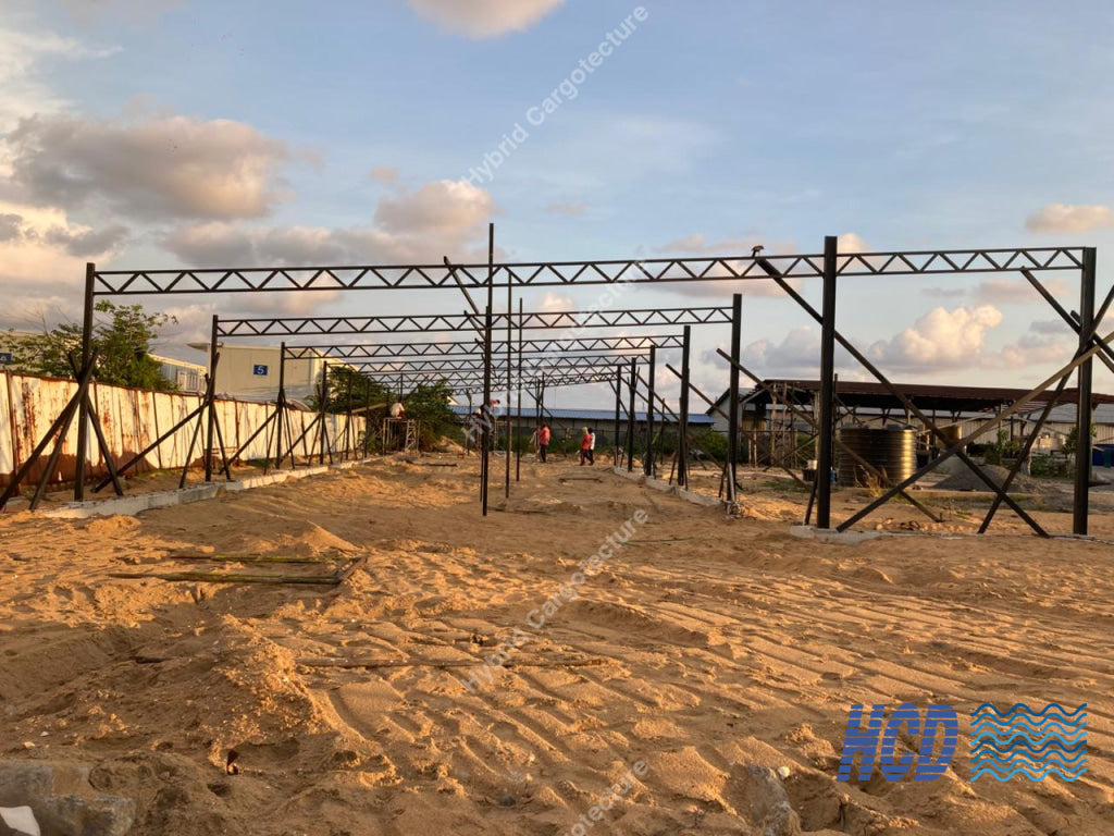 Steel frame erection at HCD Port City facility