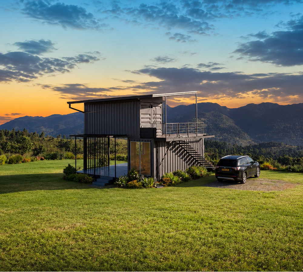 Modern two-storey container home design in Sri Lanka by HCD