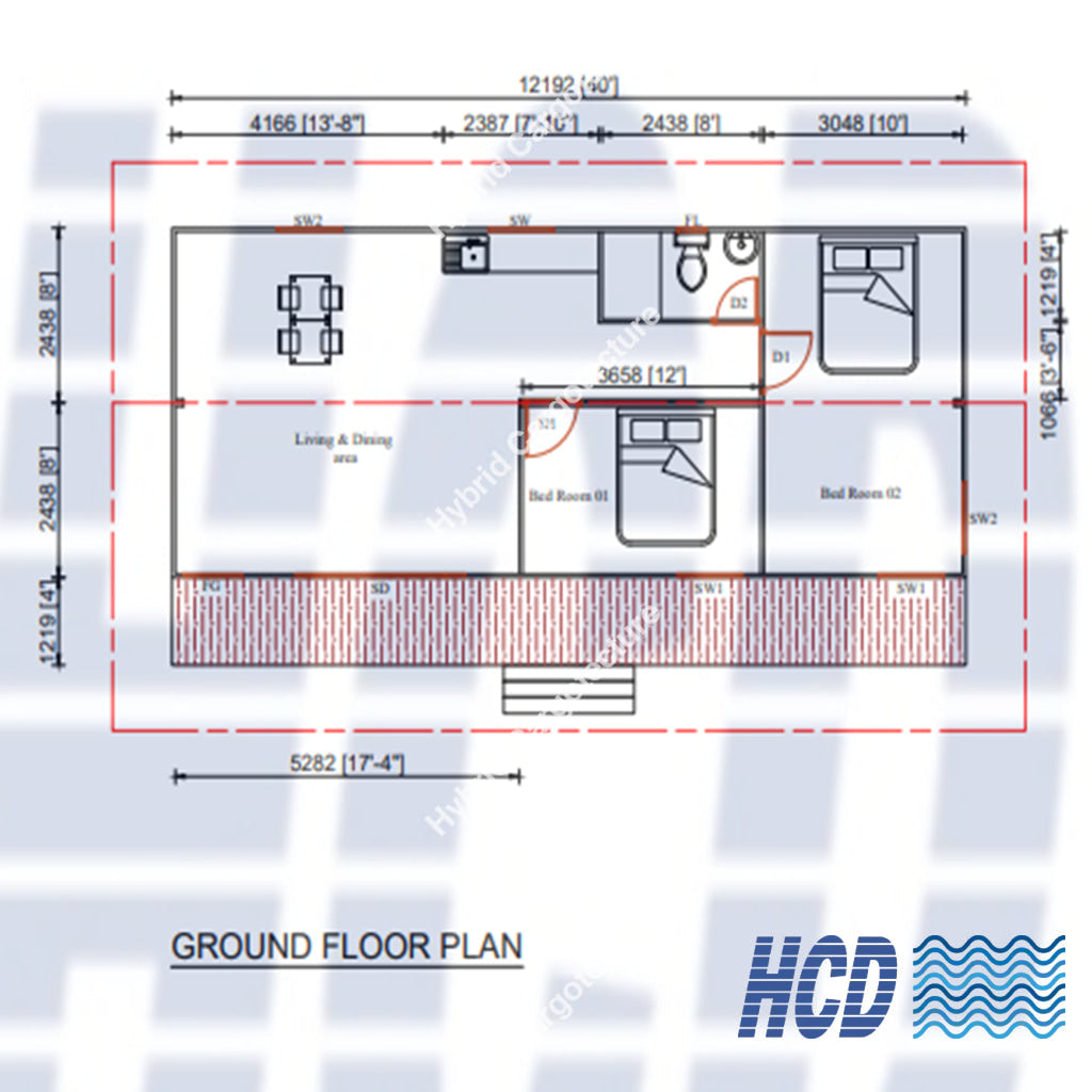 Two-Bedroom Container House With Open Deck | Modern 40Ft Shipping Home Design