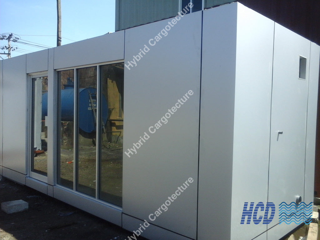 Exterior Cladded Hybrid Office - Hybrid Cargotecture Development | We are Sri Lanka’s #1 innovative supplier in shipping container and civil building solutions, hybrid hotels, hybrid homes, shipping container homes, including office containers, shipping container office, ISO containers, shipping container conversion and steel fabricated boxes..