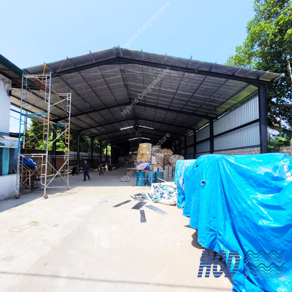 Open steel framed industrial space built by HCD in Wattala, illustrating workshop building capability
