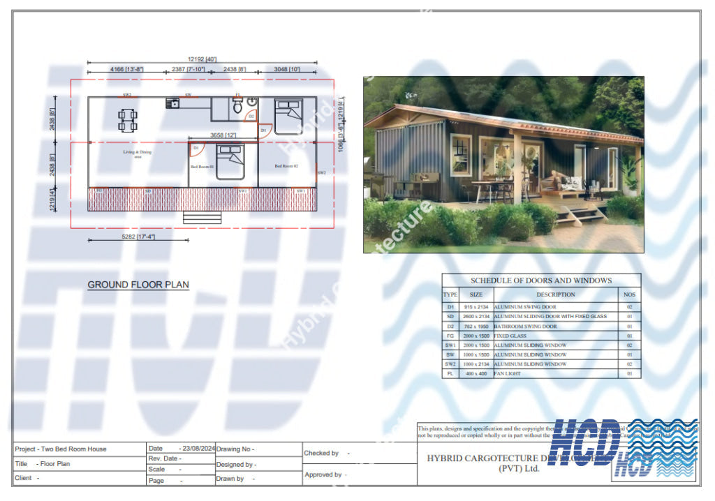 Two-Bedroom Container House With Open Deck | Modern 40Ft Shipping Home Design