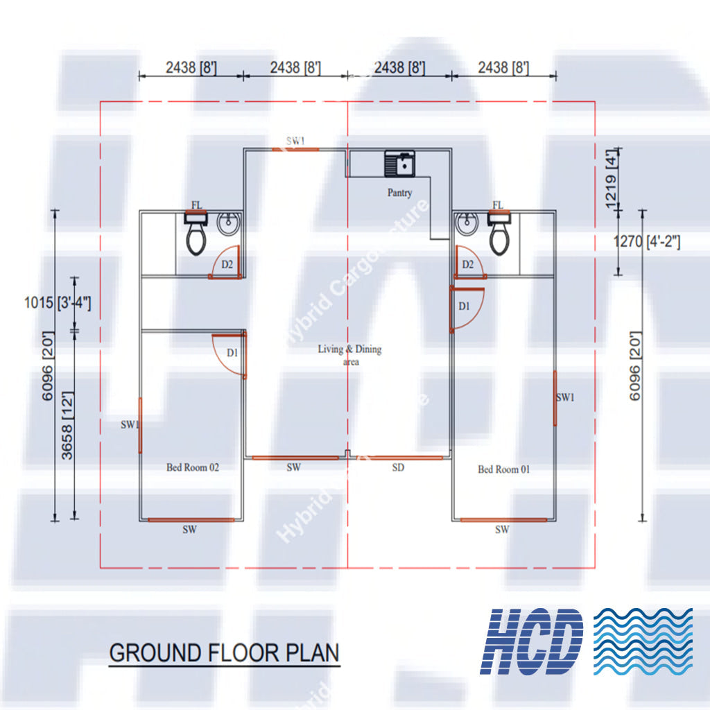 Modern Two-Bedroom Shipping Container House Plan | Stylish 4X20Ft Home Design