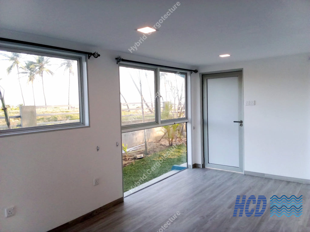 HCD hybrid container house interior in Kalpitiya