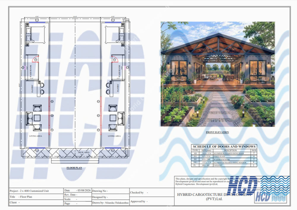 Luxury 2 x 40ft Hybrid Container Home in Sri Lanka - Two Bedroom Home