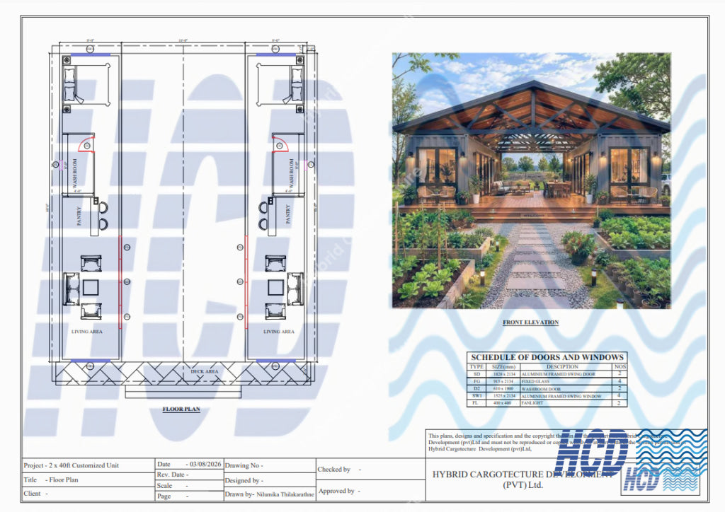Luxury 2 x 40ft Hybrid Container Home in Sri Lanka - Two Bedroom Home