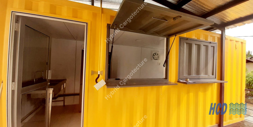 HCD Sakya Institute food kiosk with raised serving hatch