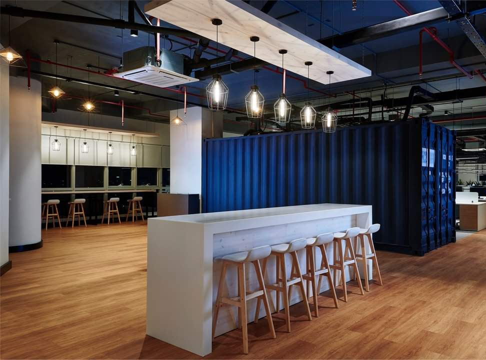 Shipping container integrated into a modern office interior in Sri Lanka by HCD
